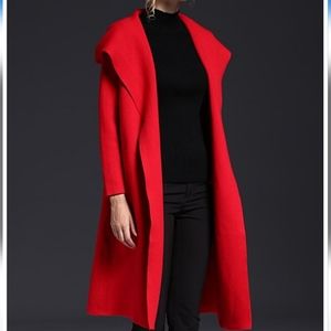 French Red Hooded Open Cardigan by Coeur de Vague 2X